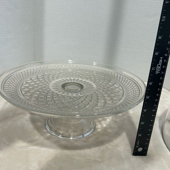 2 Pc. Footed Cake Stand with Heavy Crystal Lid. Preowned - Picture 10 of 11
